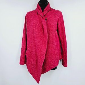 The North Face Fallsgrove Wrap Sweater Toggle Cardigan S Heathered Red Cotton